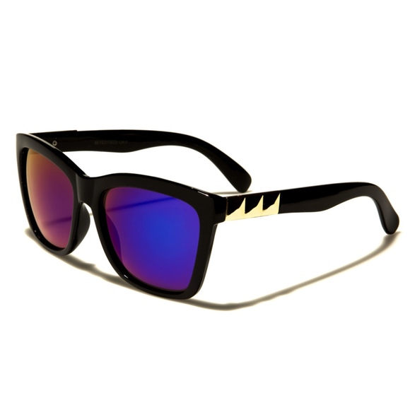 Mirrored Square Shape Fashion Sunglasses Studded - Picture 4 of 8